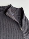 Vintage Armani Jeans AJ Ribbed Knit Asymmetric Zip Mock Neck Sweater (M)