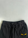 Fendi Monster Eyes Black Sweat Shorts Embroidered Logo (W:33) (L:21.5)