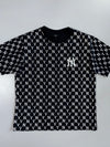 MLB New York Yankees NY Monogram All-Over Print Oversized Black T-Shirt (M)