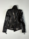 Asymmetric Zip Leather Biker Jacket – Black (Women's) (XS)