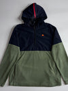 Ellesse Colorblock Half-Zip Fleece Hoodie – Navy & Olive Green (L)