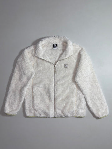 Blackyak | Cream White Fluffy Sherpa Fleece Zip-Up Jacket (S)