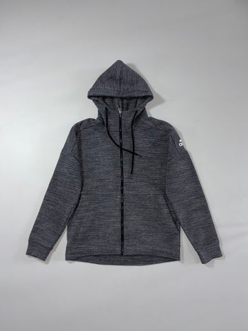 Adidas Grey Melange Tech Fleece Zip Hoodie (L)
