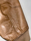 Vintage Brown Leather Bomber Jacket With Ribbed Collar (XL)