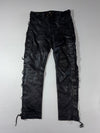American Pro Black Leather Lace-Up Biker Pants (W:36) (L:45)