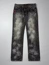 Oni Arai Black Acid Wash Paint Splatter Denim Jeans (W:33) (L:43.5)