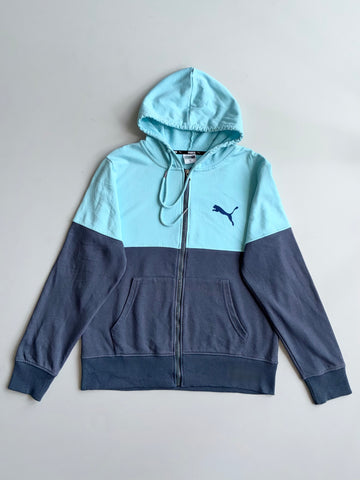 Puma | Sky Blue & Slate Colorblock Zip Hoodie | (M)