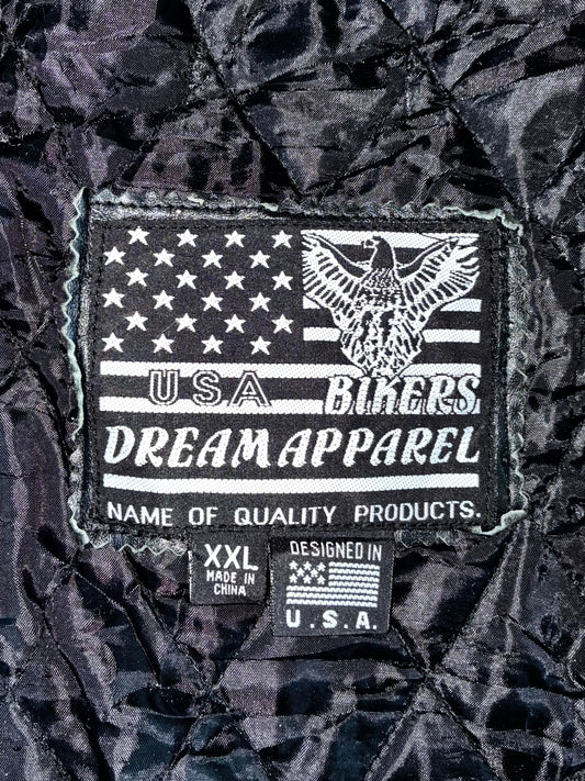 USA Bikers Dream Apparel Vintage Moto Heavy Leather Jacket (L)