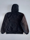 Carhartt Active Jacket DJO140-M | Black Washed Duck Canvas Quilted Lined Rare Hooded Work Coat (2XL)