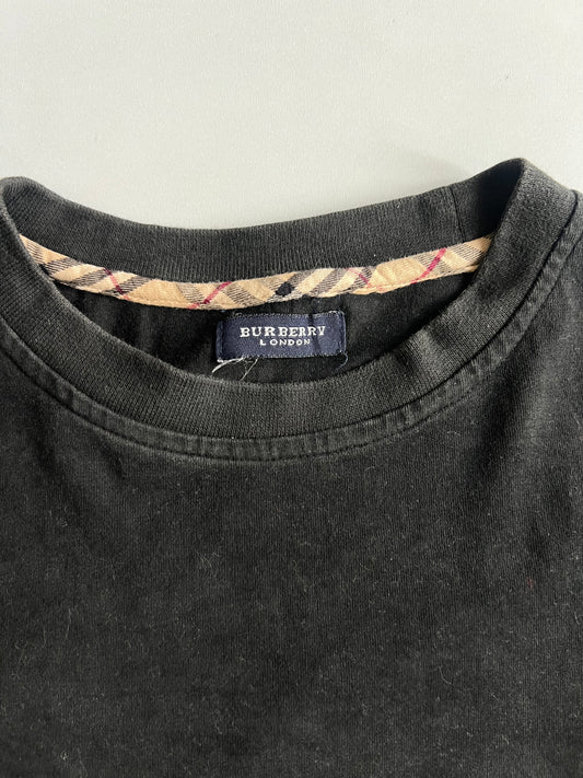 Burberry London Vintage Nova Check Collar Long Sleeve Tee (S)