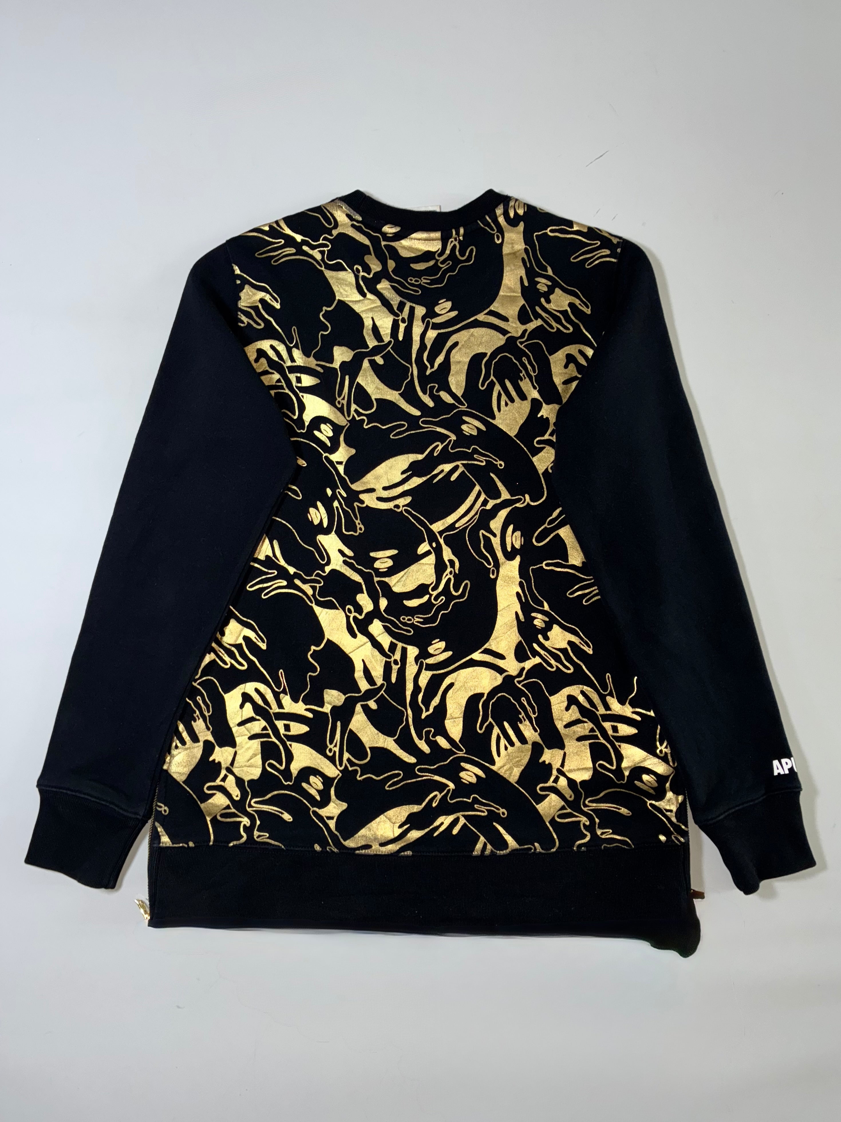 Aape by A Bathing Ape Gold Foil Flag Sweatshirt with Side Zips