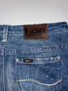 Lee Vintage Distressed Paint-Splatter Straight-Leg Denim Jeans (W:32) (L:39.5)