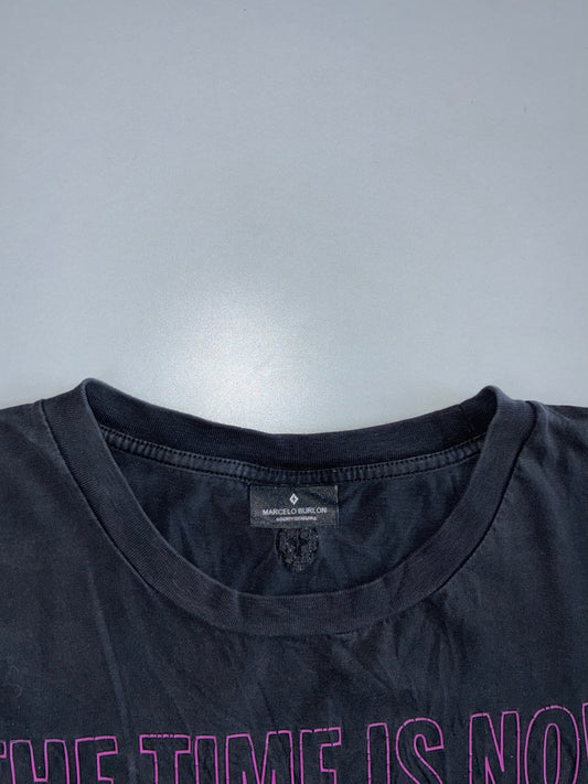 Marcelo Burlon County of Milan “The Time Is Now” Leopard City Graphic Tee Faded Black (XL)