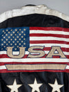 Vintage Stallion California USA Flag Leather Racing Jacket (L/XL)