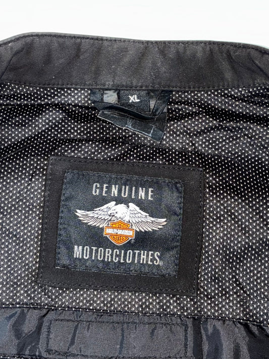 Harley-Davidson Genuine MotorClothes Black Textile Riding Jacket – Fitted Moto, Embroidered Bar & Shield Padded (M)