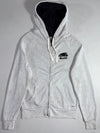 Roots Canada Heather Grey Zip-Up Hoodie with Beaver Logo & Charcoal Lined Hood (M)