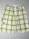 Vintage Quiksilver Cream Green Plaid Board Shorts (W:32) (L:24)