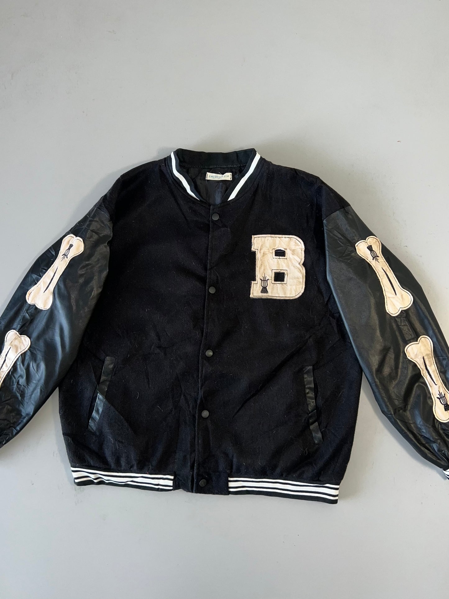 ZSuper Premium Bones Varsity Jacket Leather Sleeves (L)