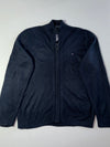 Tommy Hilfiger Navy Full-Zip Mock Neck Cotton Knit Sweater (XL)