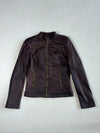 Simon B. Collection Leather Café Racer Jacket – Dark Brown Women’s (XS)