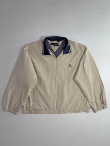 Tommy Hilfiger Golf | Vintage Beige Navy Collar Crest Harrington Jacket (2XL)