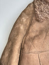 Vintage Brown Sheepskin Shearling Aviator Bomber Jacket (S)