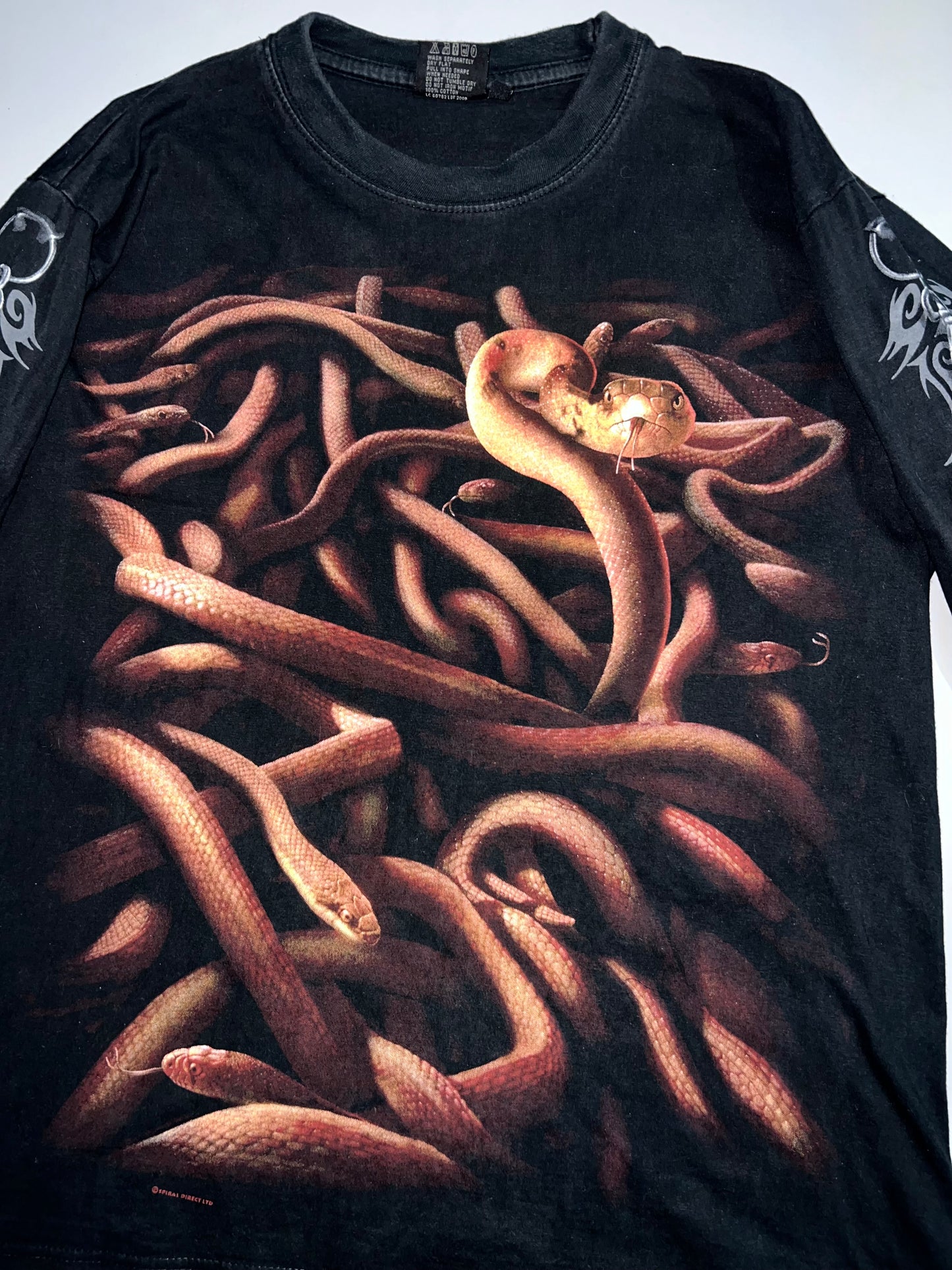 !                                             Spiral 'Snake Pit' Long Sleeved T-Shirt (GOTHIC) Size - (M/S)