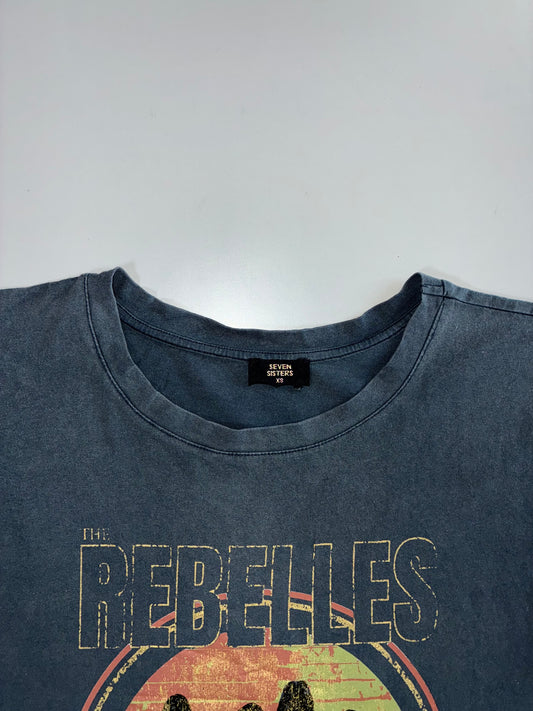 Seven Sisters “The Rebelles” 1995 World Tour Retro Graphic Acid Wash Navy T-Shirt (M)