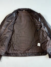 Vintage Dark Brown Distressed Leather Zip-Up Jacket (XL)