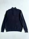 Stone Island Black Ribbed Quarter-Zip Knit Sweater (XL)