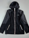 Vintage Reflective Print Full Zip Hooded Windbreaker Jacket Black (M)