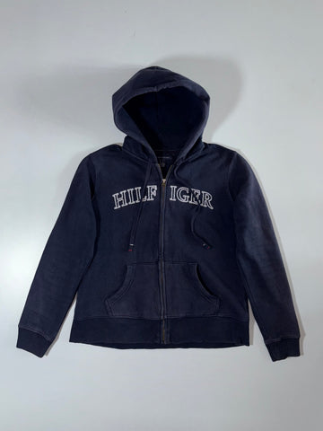 Tommy Hilfiger Embroidered Spellout Zip Hoodie (Navy) (S)