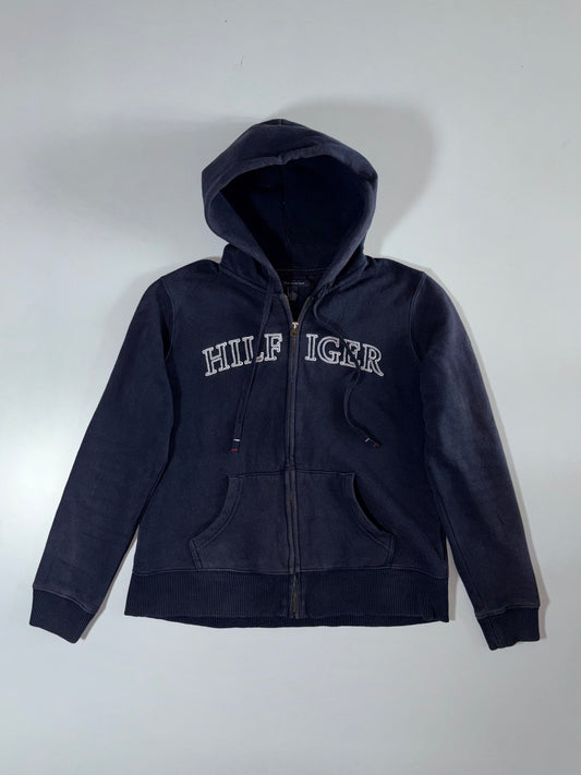 Tommy Hilfiger Embroidered Spellout Zip Hoodie (Navy) (S)