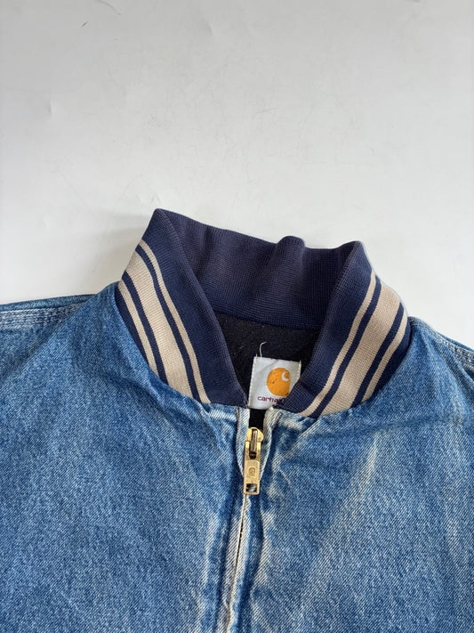 Vintage 90s Carhartt JQ0198 Santa Fe Denim Baseball Jacket – Darkstone (2Xl/3Xl)