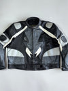 Vintage X.Mann Black Leather Biker Racing Jacket | Armoured Shoulder & Elbow Pads | Back Hump Protector (2XL)