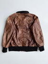 Vintage | Leather Bomber Jacket Brown Black Collar (M)