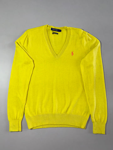 Polo Golf Ralph Lauren Neon Yellow Merino Wool V-Neck Sweater – (S)