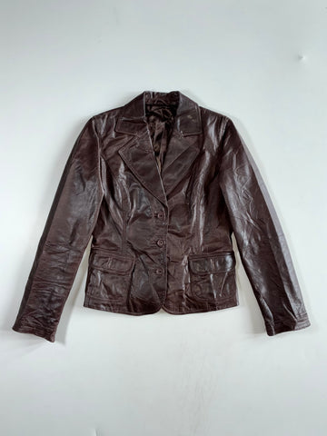 Vintage Brown Leather Blazer Jacket Women’s (S)