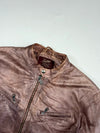 Vintage MCS Mauve Brown Leather Cafe Racer Jacket (2XL)