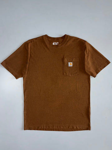 Carhartt Loose Fit Heavyweight Pocket T-Shirt | Brown Short Sleeve Workwear Tee (L)