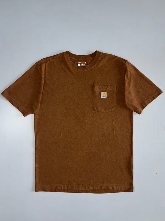 Carhartt Loose Fit Heavyweight Pocket T-Shirt | Brown Short Sleeve Workwear Tee (L)