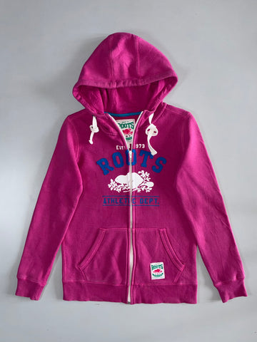 Roots Canada “Est. 1973” Athletic Dept. Full-Zip Hoodie Magenta Pink (XS)