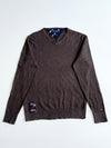 Tommy Hilfiger Brown Cotton Wool V-Neck Sweater – Sports 89 Patch (S)