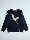 Embroidered Red-Crowned Crane Black Sweatshirt (M)