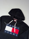 Vintage Tommy Jeans Black Flag Logo Hoodie Dress Women's (M/L)