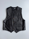 Vintage Leather Waistcoat Vest | Western Cut Brass Buttons | Genuine Leather (M)