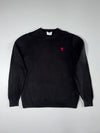 Ami Paris Ami de Coeur Black Wool Crewneck Sweater – Red Heart Logo (XL)