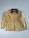 Marlboro Classics Tan Canvas Work Jacket with Leather Collar and Plaid Lining (XL)