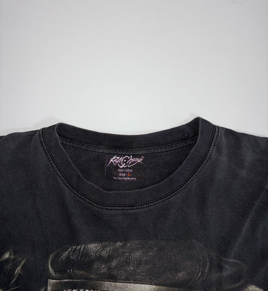Bulldog Graphic Long Sleeve T-Shirt – Biker Bulldog Print Black (L)