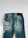 Oni Rrai Embroidered Demon Graphic Denim Jeans (W:36|L:43)